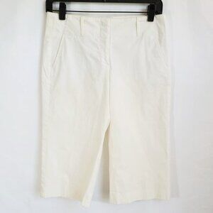 Theory Stretch-Cotton Wide-Leg Crop Pants, White